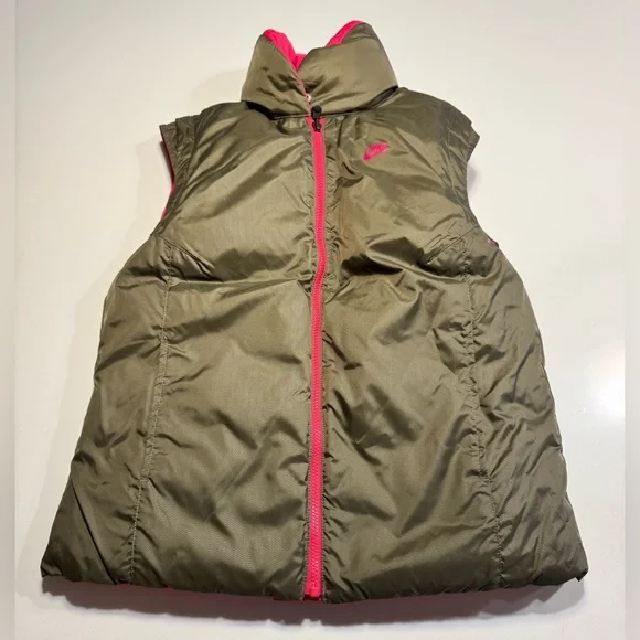 Nike Sportswear 550 Duck Down Reversible Women’s Vest Size Medium Brown/Pink EUC - Picture 2 of 13